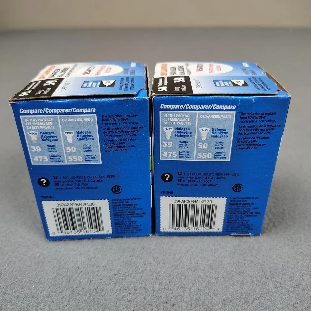 Sylvania 50 Watt Par 20 Flood Light Bulb 30⁰ Angle 475 Lumens Warm Lot Of 2 New